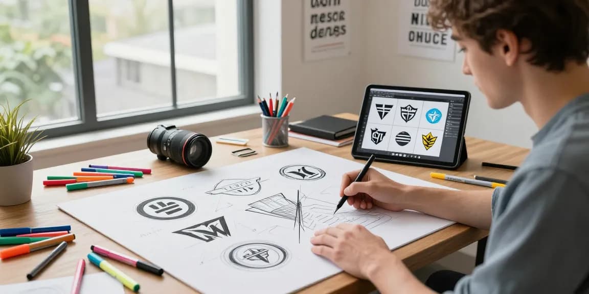 Projektowanie logo firmy - kreatywny proces twórczy w nowoczesnym studiu graficznym.