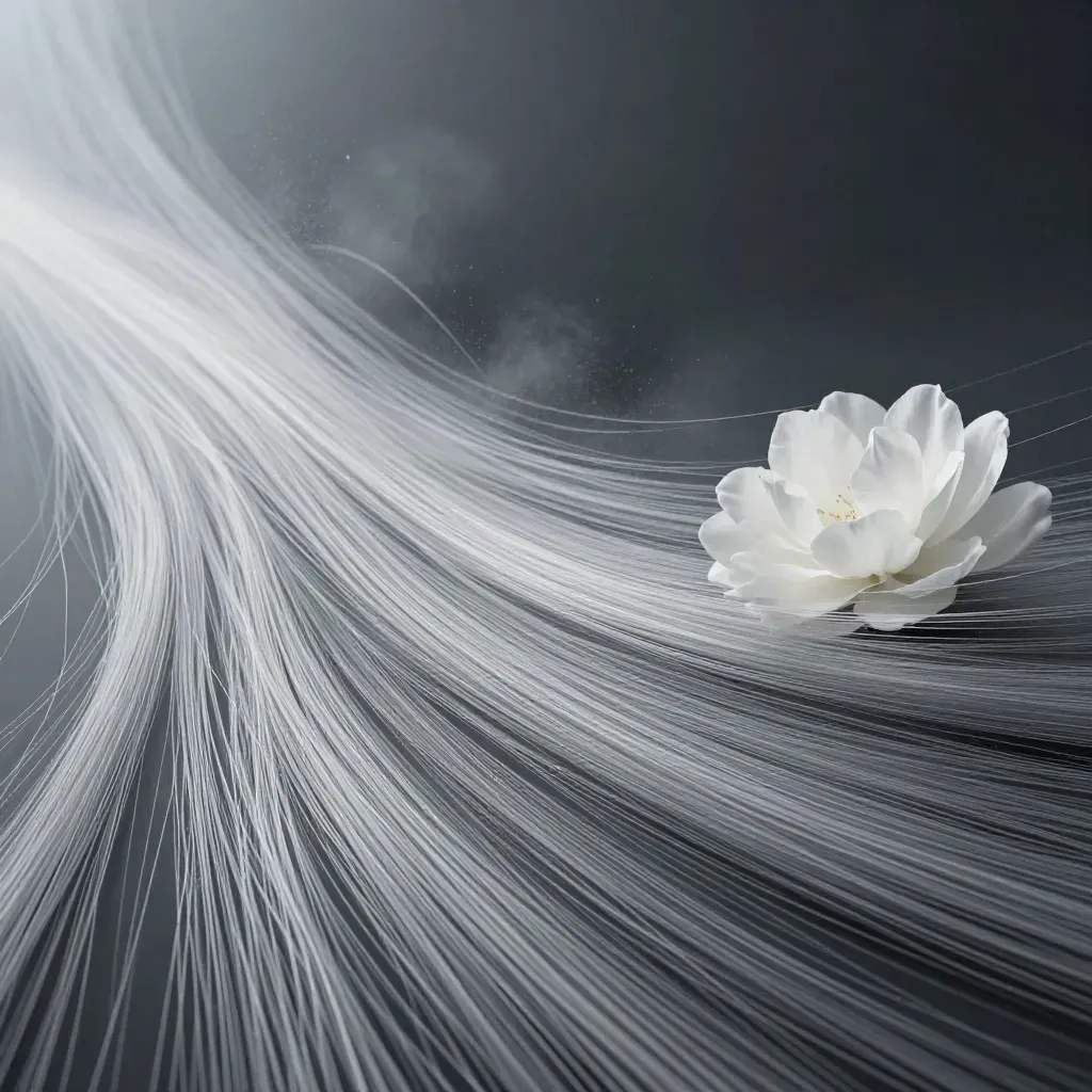 Silver filaments converge into a soft bloom in dark graphite haze